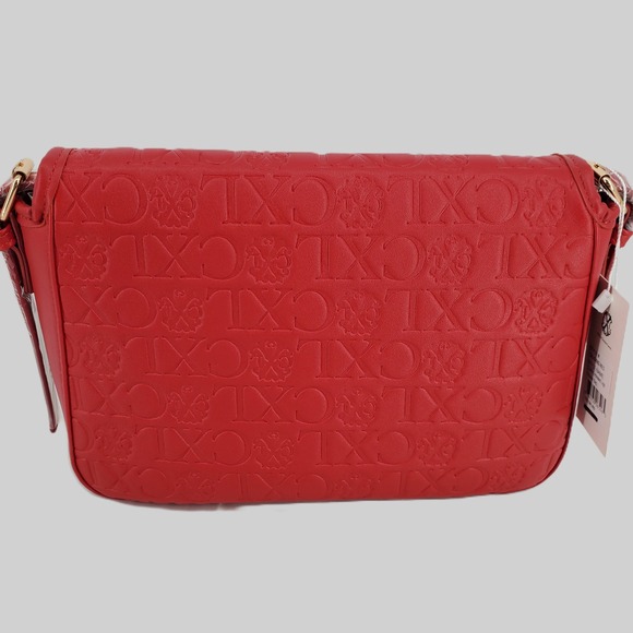 CXL by Christian Lacroix‎ Clara Embossed Logo Red Shoulder Bag Purse Adjustable - Picture 2 of 8